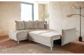 Divano letto in velluto a coste beige (angolo sinistro) Lazy Lukka - Miuform