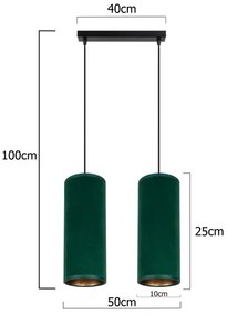 Lampadario a cavo AVALO 2xE27/60W/230V verde/rame