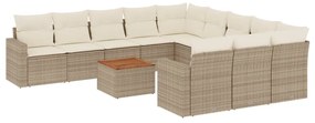 Set divani da giardino 12 pz con cuscini beige in polyrattan