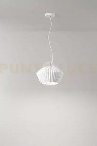 Minea sospensione in gesso e metallo bianco verniciabile 1 luce att...