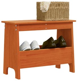 Panca Da Ingresso Marrone Cera 60x28x45 Cm Legno Massello Pino /