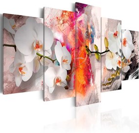 Quadro Sfondo colorato e orchidee  Colore Grigio, Dimensioni e Misure 200x100