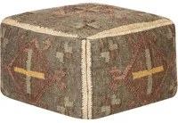 Pouf in stile orientale etnico Kilim in iuta verde 50 x 50 cm soggiorno camera da letto