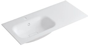 Lavabo a incasso rettangolare vasca a sinistra L 100.5 x H 15 x P 46 cm in resina bianco opaco