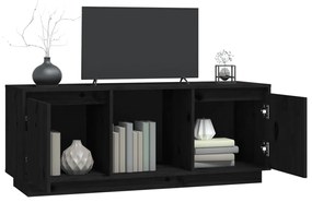 Mobile porta tv nero 110,5x35x44 cm in legno massello di pino