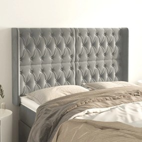 Testiera Ad Orecchio Grigio Chiaro 147x16x118/128 Cm İn Velluto /