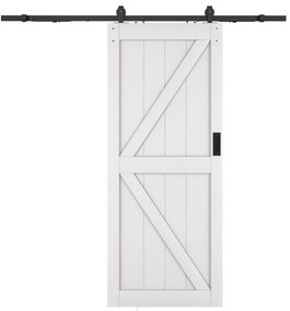 Porta scorrevole con sistema esterno muro H205 x 93 cm Legno e MDF Bianco - NEFARA