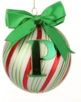 Pallina Natale con lettera P 10 cm Circus verde