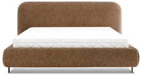 Letto matrimoniale imbottito giallo ocra con contenitore e rete inclusi 140x200 cm Pointt – ELTAP