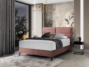 Letto matrimoniale boxspring Svezia - 160 x 200 cm , Tessuto rosa