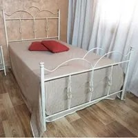 Letto una piazza e mezza in ferro battuto con pediera Bianco Oro PRIMULA 130x202x h127cm