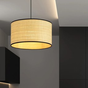 Sospensione Nordica 1 Luce Aston In Acciaio Nero E Rattan