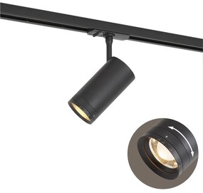 Faretto nero moderno per sistema a binario monofase con LED orientabile e inclinabile - Iconic Zoom