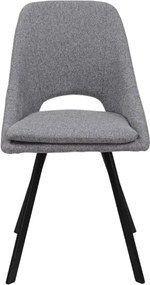 Sedia LINDA rivestita in tessuto grigio chiaro cuscino sfoderabile