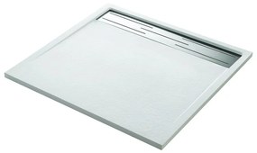 Piatto doccia SENSEA in resina Neo Metal Grid bianco L 100 x L 100 x H 3 cm opaco effetto pietra