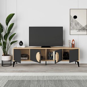 Tavolo TV in rovere nero e naturale 180x51 cm Vae - Marckeric