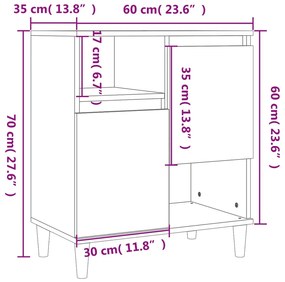 Credenze 2pz Nere 60x35x70 cm in Legno Multistrato