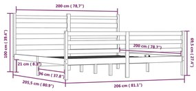 Giroletto in Legno Massello di Pino 200x200 cm Grigio