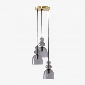 Lampada Da Soffitto In Vetro Con 3 Punti Luce Bezany Grigio Mercurio - Sklum