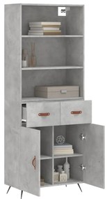 Credenza grigio cemento 69,5x34x180 cm in legno multistrato