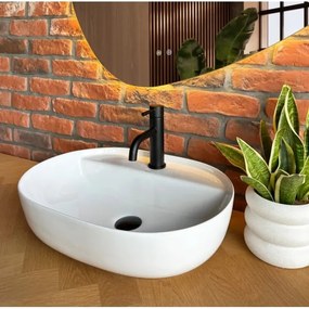 REA-U4620 - Lavabo da appoggio AURA 38,5x50,5 cm ceramica/bianco lucido
