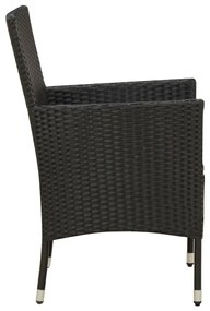 Set da Pranzo da Giardino 9 pz con Cuscini in Polyrattan Nero