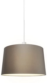 Lampada a sospensione moderna bianca con paralume 45 cm color tortora - Combi 1