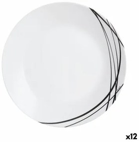 Piatto da pranzo Arcopal Domitille Negro Bicolore Vetro 25 cm (12 Unità)