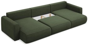 Divano angolare color kaki allungabile/con contenitore (a U) Kapua – Makamii