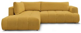 Divano angolare color senape allungabile e con contenitore (penisola a sinistra/a L) con rivestimento in ciniglia Fuji – Bobochic Paris