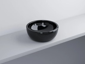 Cielo Shui lavabo 42 cm tondo da appoggio con troppopieno in ceramica nero lucido