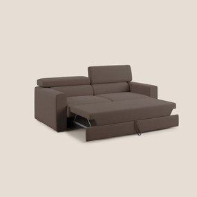 Dylan divano allungabile con pouf estraibile poggiapiedi in tessuto simil cotone impermeabile T13 marrone