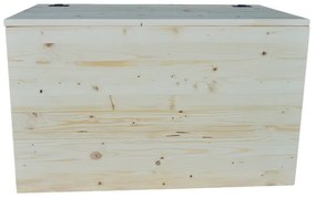Cassapanca pouf contenitore in legno massello NATURALE cm 78