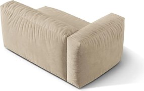 Parte divano componibile beige (con penisola a sinistra) con rivestimento in velluto Martina – Micadoni