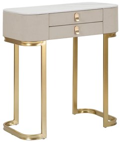 Tavolo consolle beige/dorato con piano effetto marmo 40x70 cm Beauty – Mauro Ferretti