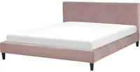 Letto 160 x 200 cm telaio a doghe in velluto rosa contemporaneo