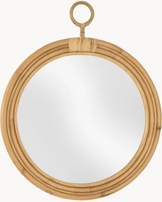 Specchio rotondo da parete con cornice in rattan Bemore
