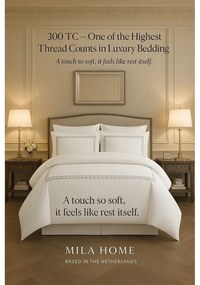 Set copripiumino e federa bianco in raso di cotone per letto singolo con lenzuolo incluso/6 pezzi 140x200 cm Whispered Serenity – Mila Home Luxury