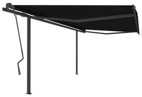 Tenda da Sole Retrattile Manuale con Pali 4x3,5 m Antracite