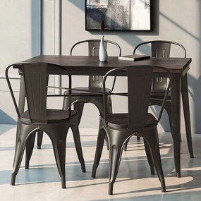 Costway Set di 4 sedie di metallo impilabili con schienale da cucina e da sala da pranzo, Sedie vintage da bar Bronzo
