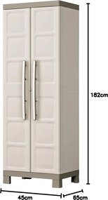 Armadio da Esterno 4 Ripiani 65x45x182H cm in Plastica Keter Excellence Alto Beige/Tortora...