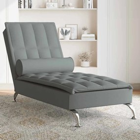 Chaise Longue Massaggi Con Capezzale Grigio Scuro İn Tessuto /