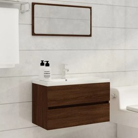 Set Mobili Da Bagno 2 Pz Rovere Marrone İn Legno Multistrato /