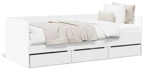 Divano letto con cassetti bianco 90x190 cm in legno multistrato