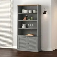 Libreria VIGO 85x35x170 cm in Legno Massello di Pino Grigiocod mxl 105419