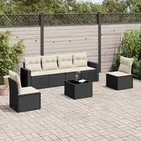 Set Divani da Giardino con Cuscini 7pz Nero Polyrattan 3218806