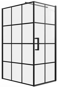 Parete per doccia fissa con porta a battente serigrafata 120 x 80 x 190 cm Nera opaca - CAPARICA