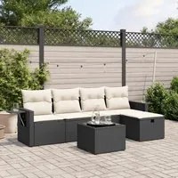 Set Divano da Giardino 6 pz con Cuscini Nero in Polyrattan 3263782