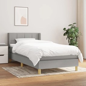 Giroletto A Molle Con Materasso Grigio Chiaro 90x200 Cm Tessuto /