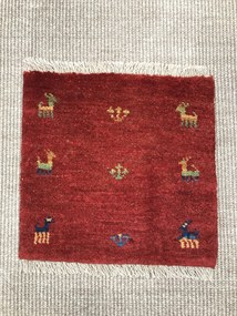 Gabbeh Tappeto 40x40 Rosso (Iran) Annodato A Mano